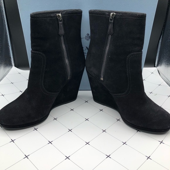 Prada Black Ankle Wedge Boots Like New - Picture 2 of 9